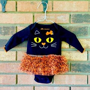Holiday Editions Halloween Black Cat One Piece 0-3 Months